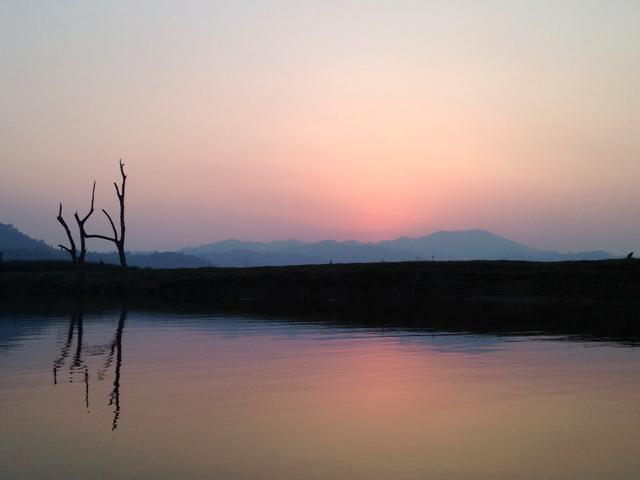 Sunset over a lake in northern Thailand